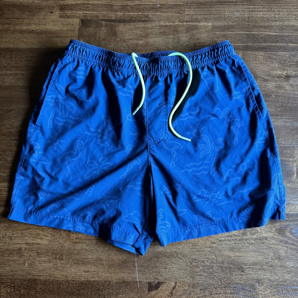 Chubbies Blue Tropical Flamingo Swim Trunks 5.5 Inseam Compression Liner Mens M